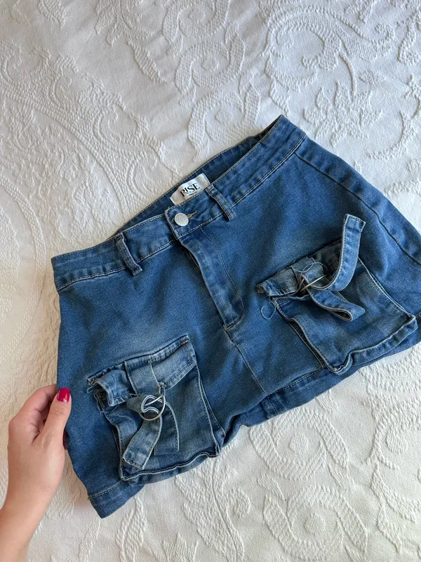 Cargo jeans mini skirt Blue - Image 2