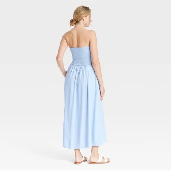 Universal‎ Thread Women Linen Corset Dress Large Blue Cottage Prairie Strapless - Image 7