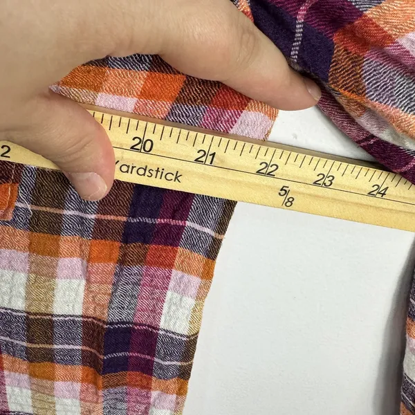 Pilcro Plaid Button Up Shirt Women Medium Ruffle Cottage Academia Preppy Western - Image 4
