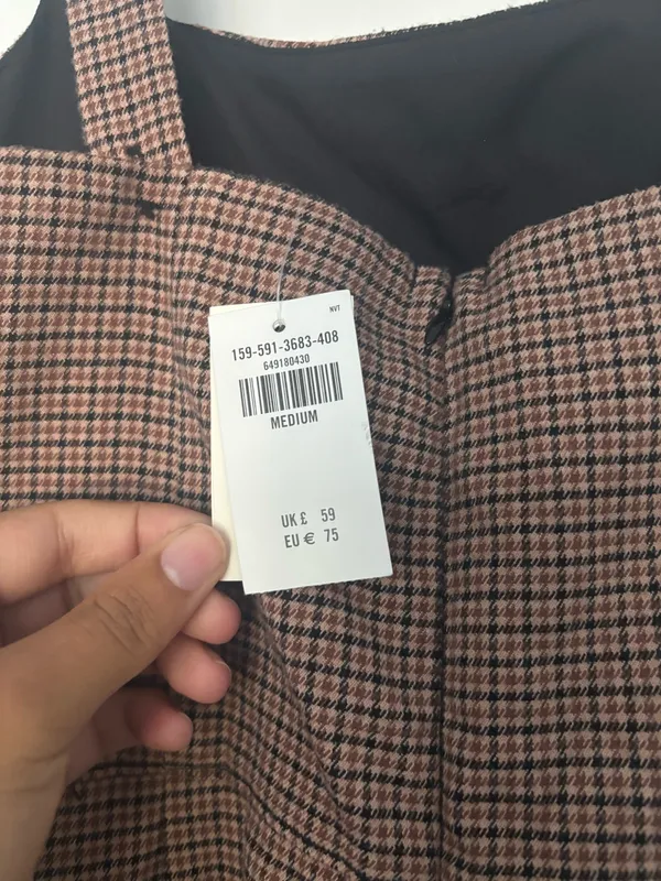 NWT Abercrombie & Fitch Houndstooth Mini Dress Brown Plaid Preppy Academic SizeM - Image 4