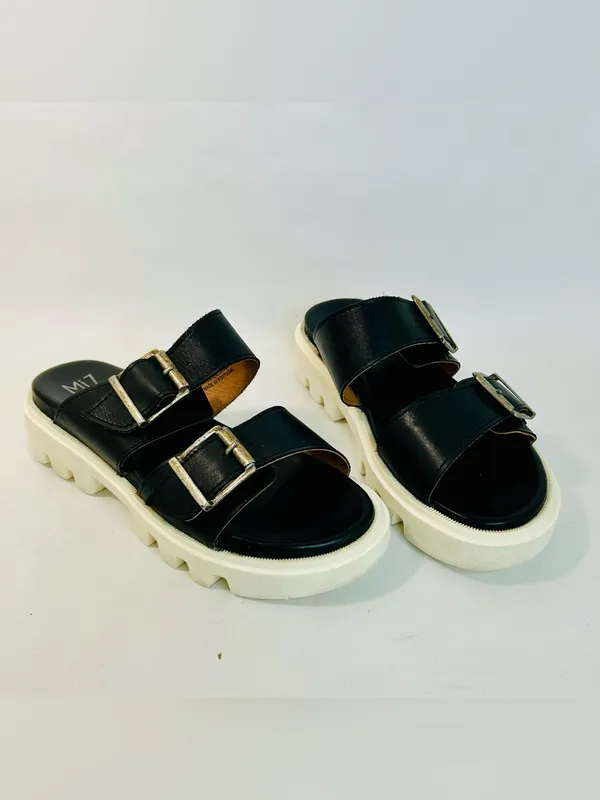 Miz Mooz Peyton Black Leather Lug Sole Platform Slide Sandals Size 39/US 8.5-9 - Image 6