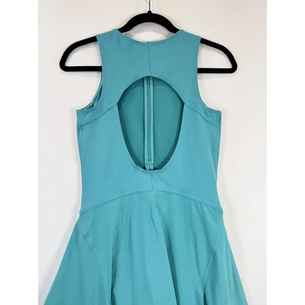 Lululemon Mini Dress Teal Everlux Short Lined Tennis Tank Cutout Back Size 6 - Image 7