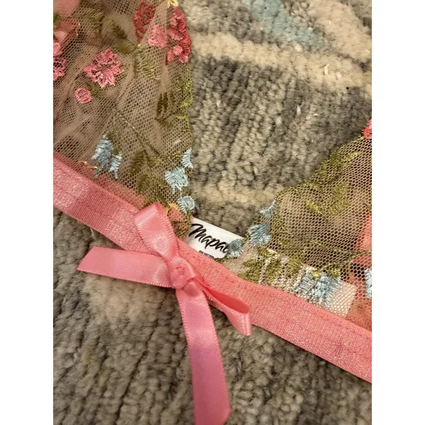 Mapale Pink Garden Two Piece Lingerie Set Embroidered Sz S NWT - Image 6