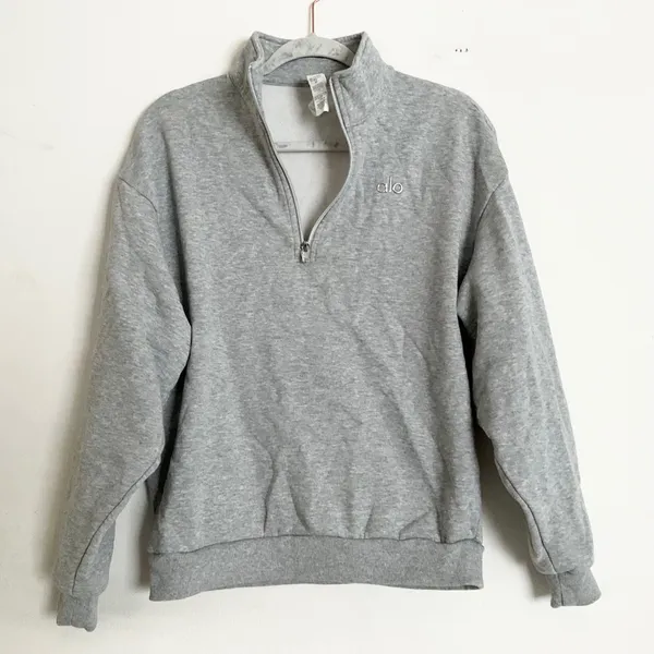Alo Yoga Accolade 1/4 Zip Pullover Athletic Heather Grey XS - Image 4