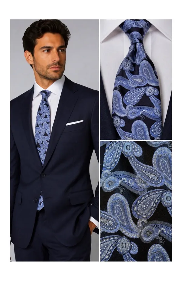 Tie Robert Talbott Nordstrom Best Of Class Silk Blue Abstract 58" 3.75" - Image 2