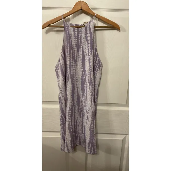 Tyche Lavender Tie Dye Racerback Shift Mini Dress | Boho Resort Vacation, S - Image 3