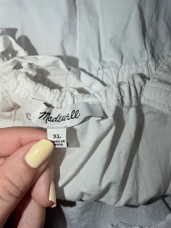 Madewell Poplin Sophia Peplum Tank White Smocked Square-Neck Camisole XL - Image 5