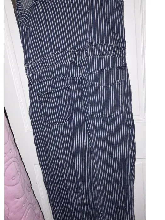 Universal Threads Navy & White Striped Cotton Jumpsuit - Image 2