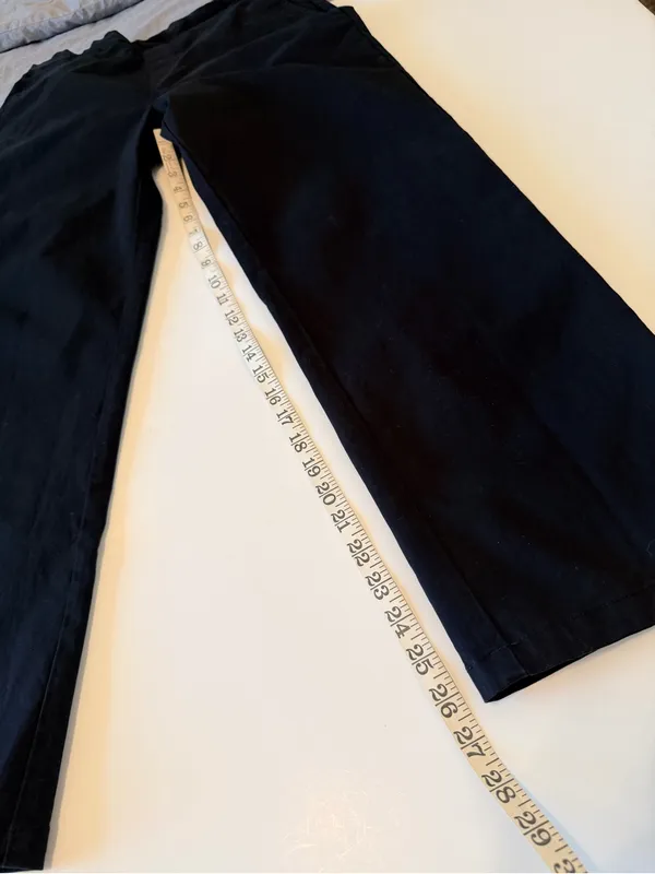 STUSSY women's cotton pull up straight leg pants black, size L - Image 6