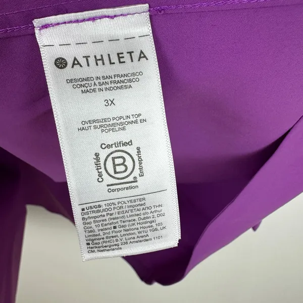 Athleta Oversized Poplin Top Button Up Shirt Relaxed Athleisure Purple 3X NWT - Image 9