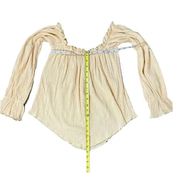 Vintage USA Cotton Gauze Prairie Peasant Blouse Off Shoulder Boho Top S - Image 5