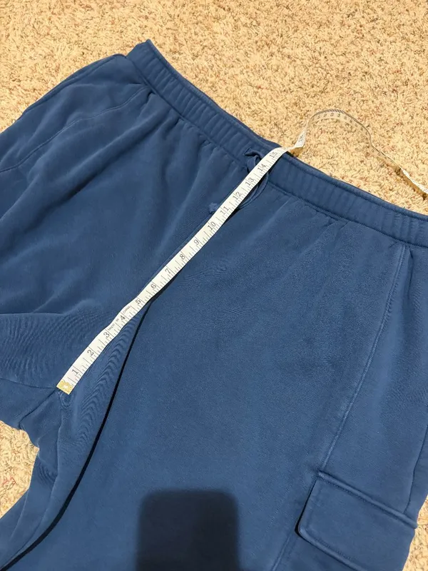 Girlfriend Collective Cargo Sweatpants Blue Straight Leg - Image 15