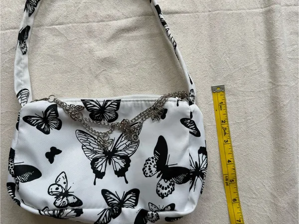 Black & White Butterfly chic purse, super cute, funky and punky - Image 4