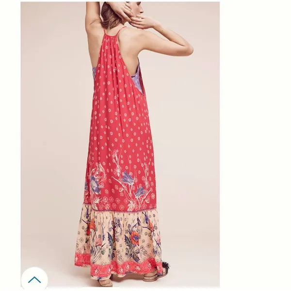 Maeve Anthropologie Juniper Red Paisley Floral Maxi Boho Dress Size L - Image 2