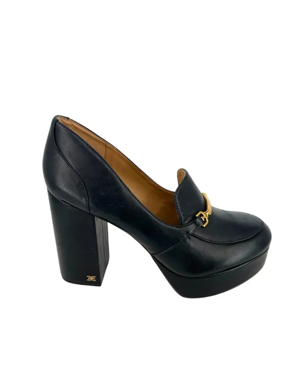 Sam Edelman Aurelie Platform Loafers Black Gold Horsebit 8.5 Preppy Ivy League - Image 2