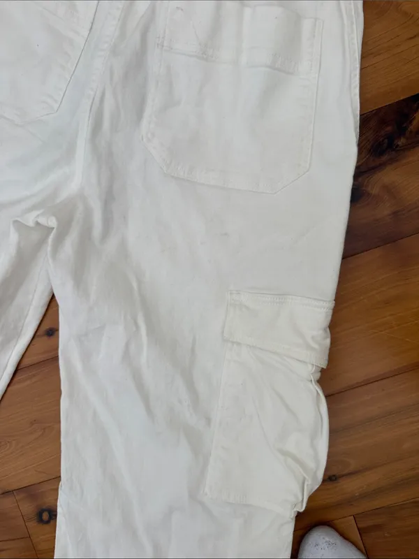 Cotton Candy White Elastic Drawstring Pants Size M - Image 10