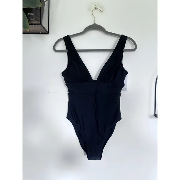 NWT Quince Black Italian Plunge One-Piece Swimsuit Sz Small - Image 3