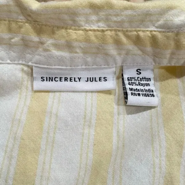 Sincerely Jules White Yellow Striped Tee Shirt Dress Women’s Small - Image 2