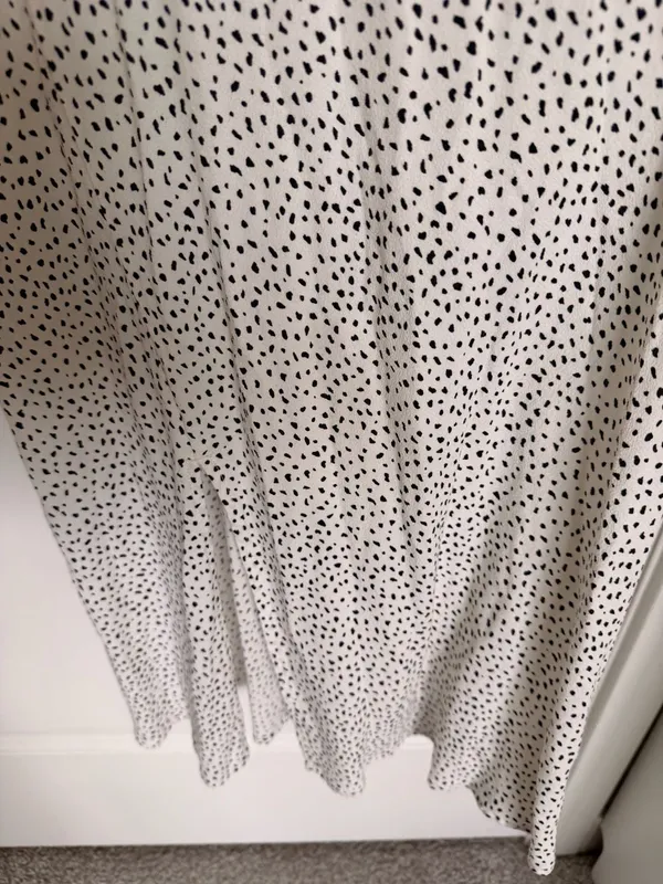 A New Day Summer Dress - White & Black Polka Dot Slit Cami Maxi Dress - Image 3
