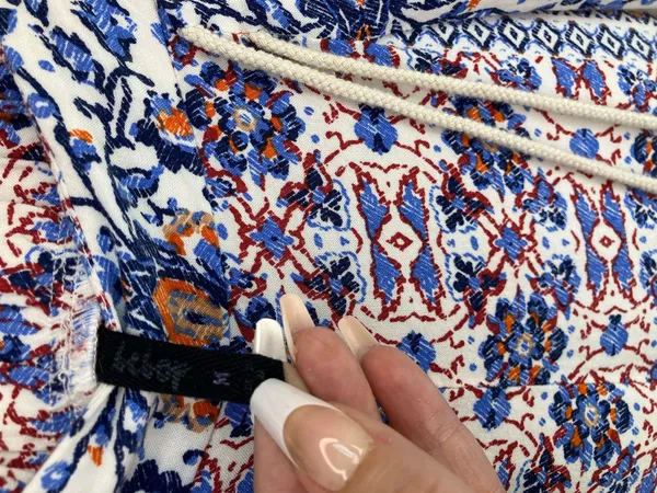 Boho Flowy pants with geometric design size m Blue Size M - Image 3