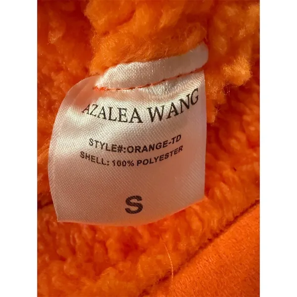 Azalea Wang Coat Womens Size S Orange Sherpa Lined Long Double Breasted - Image 8
