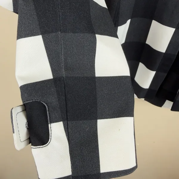 Banana Republic Women’s Plaid Black White Double-Breasted Pea coat Office Size S - Image 9