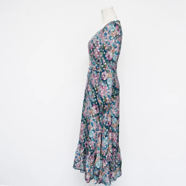 Dress the Population - | Metallic Floral Long Sleeve Midi Dress - Image 6