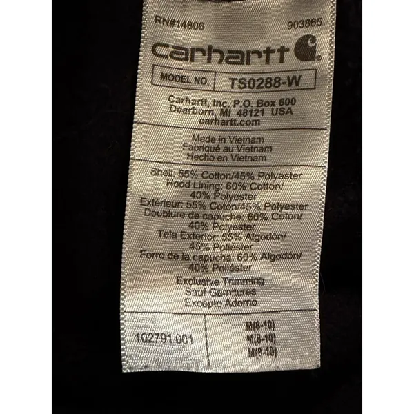 Carhartt Womens Relaxed Fit Hoodie Black‎ Logo Sleeve Sweatshirt TS0288 Medium M - Image 8