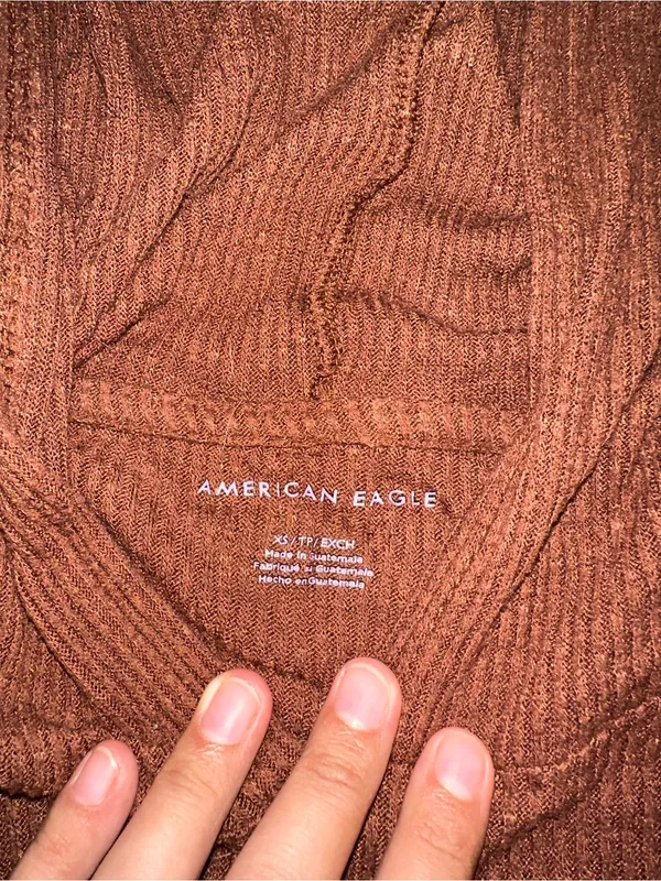 American Eagle Outfitters Brown Ribbed Hoodie Sweater Size XS 0138 - Image 2