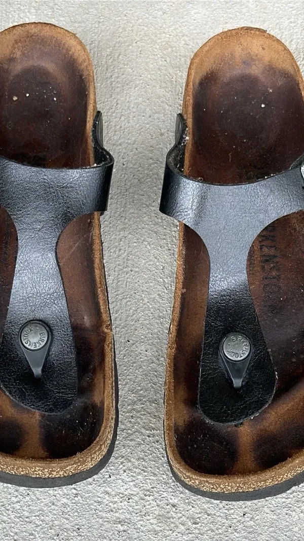 Birkenstock Ramses Black Leather Thong Sandals Sz 38 Flip Flop Gizeh Style - Image 9