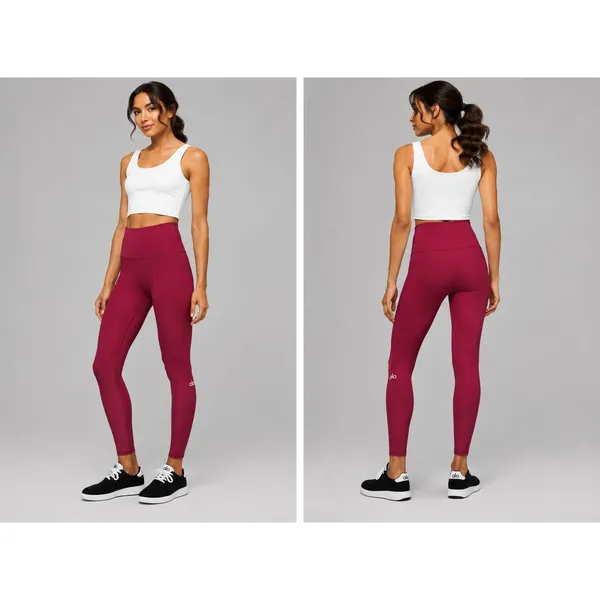 Alo Yoga High Waist Airlift Leggings Red Small 28" Inseam Activewear Yoga FLAWED - Image 2