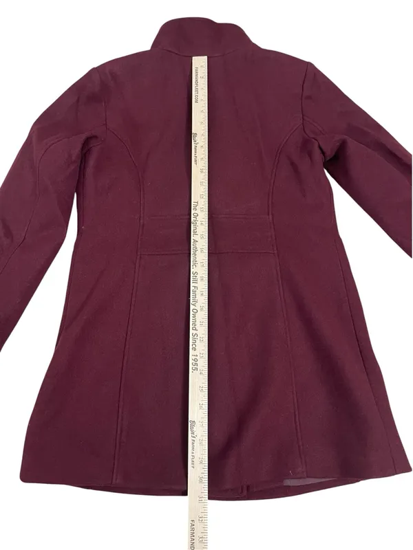 Vince Camuto Tailored Full Zip Snap Closure Pea Coat - Burgundy - Image 4