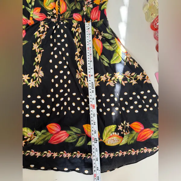 Farm Rio Tropical Floral Polka Dot Mini Dress S | Ruffle Strap Summer Vacation - Image 13