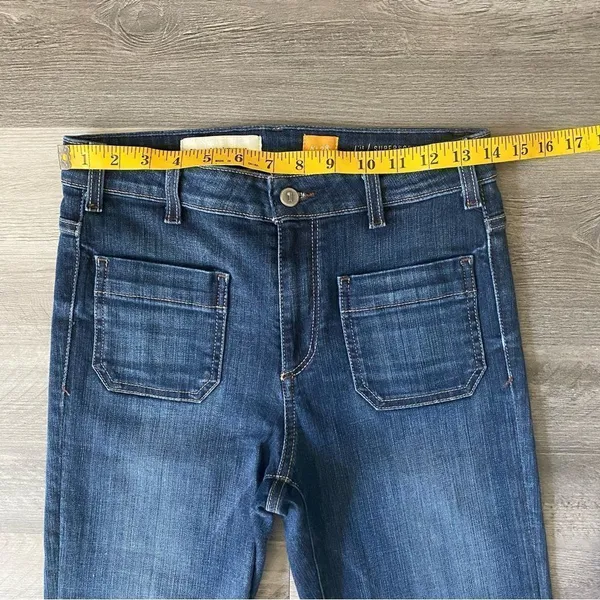 Anthropologie Pilcro Flare Jeans 28 Waist Dark Wash Flattering Bohemian - Image 8