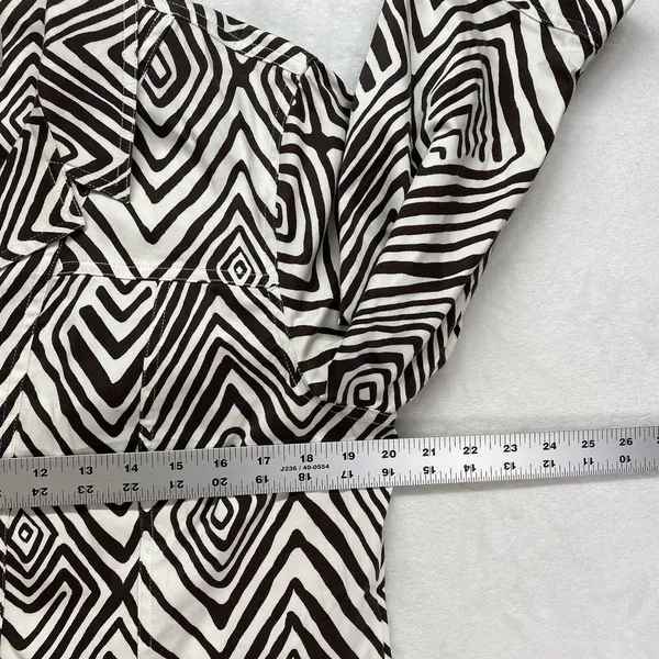Chicos Blazer Jacket‎ Womens 2 Large Cotton Blend brown cream geometric - Image 6