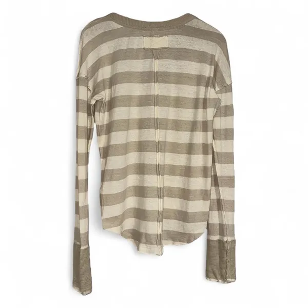 We The Free Sail Away Striped V Neck‎ Long Sleeve Top Women's Size L - Image 4