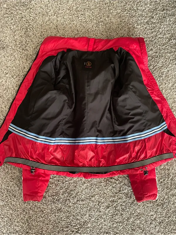 BOGNER FIRE + ICE Down Puffer Ski Jacket Red White Stripe Medium US 8 - Image 6