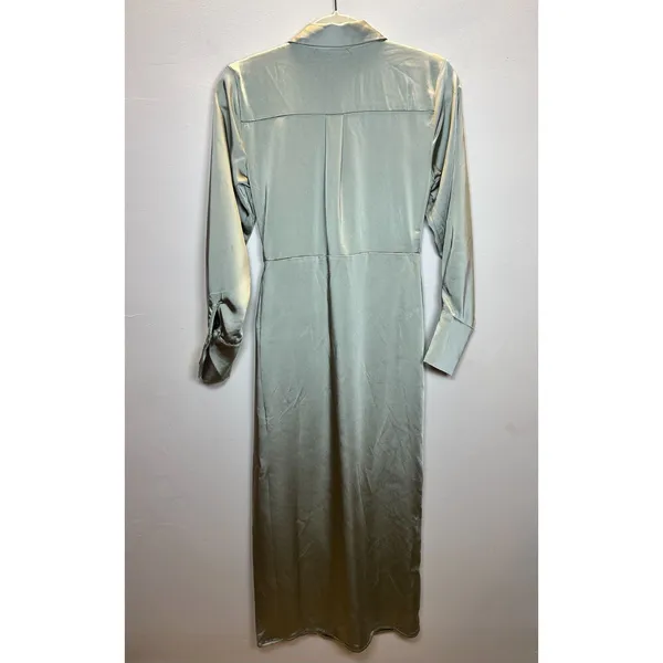 Jason Wu Wrap Dress Womens XS Sage Green Satin Long Sleeve Midi WT4255-300-EPA - Image 2