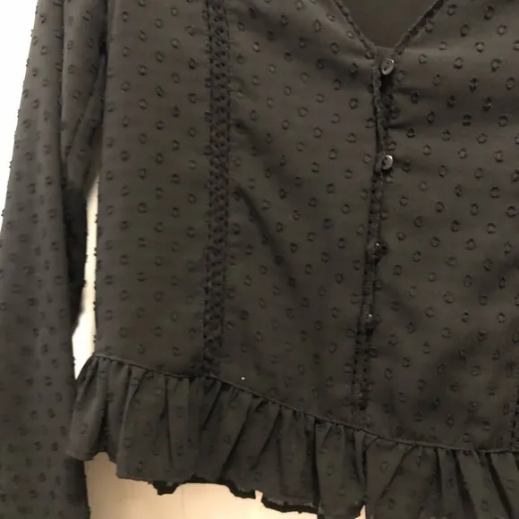 Zara Black Long Sleeve Ruffled Blouse - Image 7