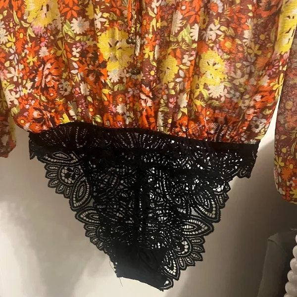 Final price Free People Floral Chiffon Top Say it to Me Bodysuit - Image 6