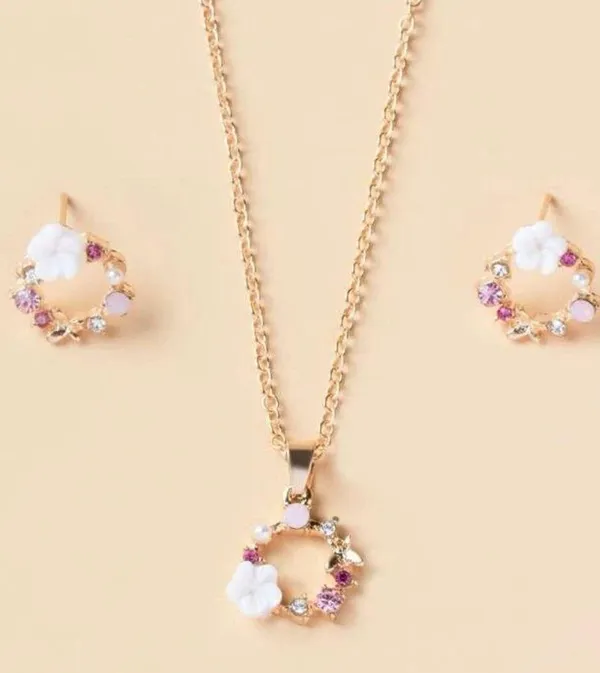 Flower necklace and earrings set - Image 3
