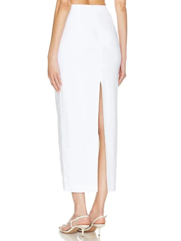 Sau Lee Capri Linen Midi Skirt Ivory Womens Size 8 - Image 4