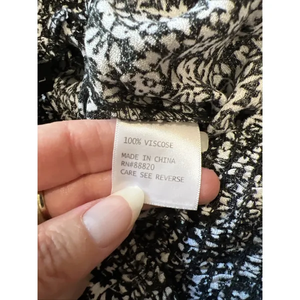 Rachel Zoe Black White Floral Maxi Skirt Large Button Front Cottagecore Prairie - Image 6