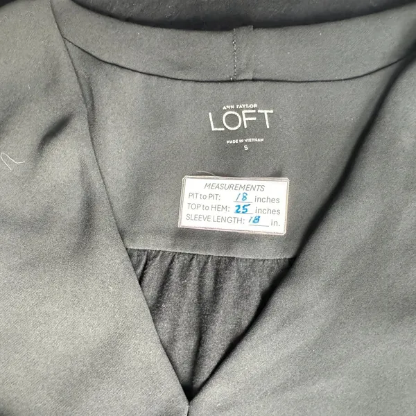 Loft Black Blouse Sz S Sheer Front Knit Back V-Neck Flapped Neckline - Image 4