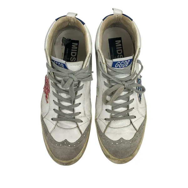 Golden Goose Mid Star Women's White Blue Lace-Up Mid-Top Sneakers Shoes Size 8.5 - Image 2