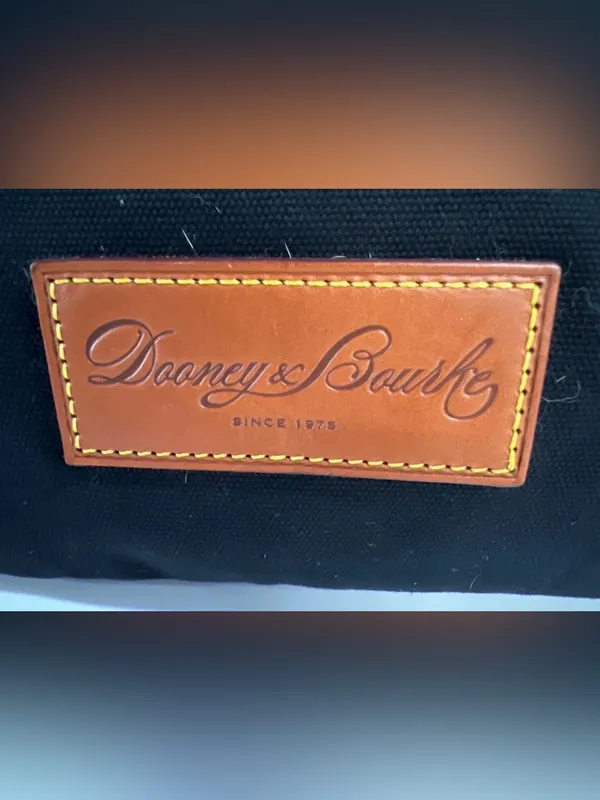 Dooney & Bourke Black and Tan Canvas & Leather Tote - Image 5