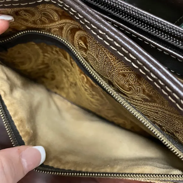 Fossil Relic by Brown and Tan Paisley Embossed Vegan Leather Purse Handbag - Image 6