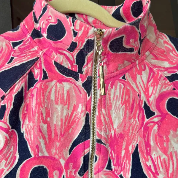 Lilly Pulitzer Zip up Jacket Skipper Popover Flamingo print Resortwear active - Image 5
