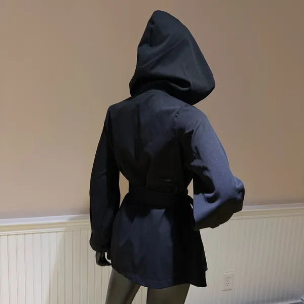 Drop Shoulder Jacket Coat Trench Cardigan Blouse Loose Slim Waist Bomber Top - Image 4