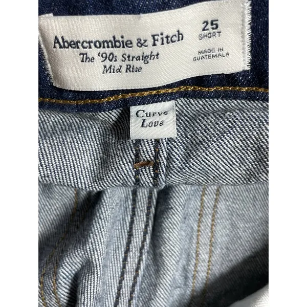 Abercrombie & Fitch Womens Dark Blue Wash Mid Rise Straight Denim Jeans Pants 25 - Image 5